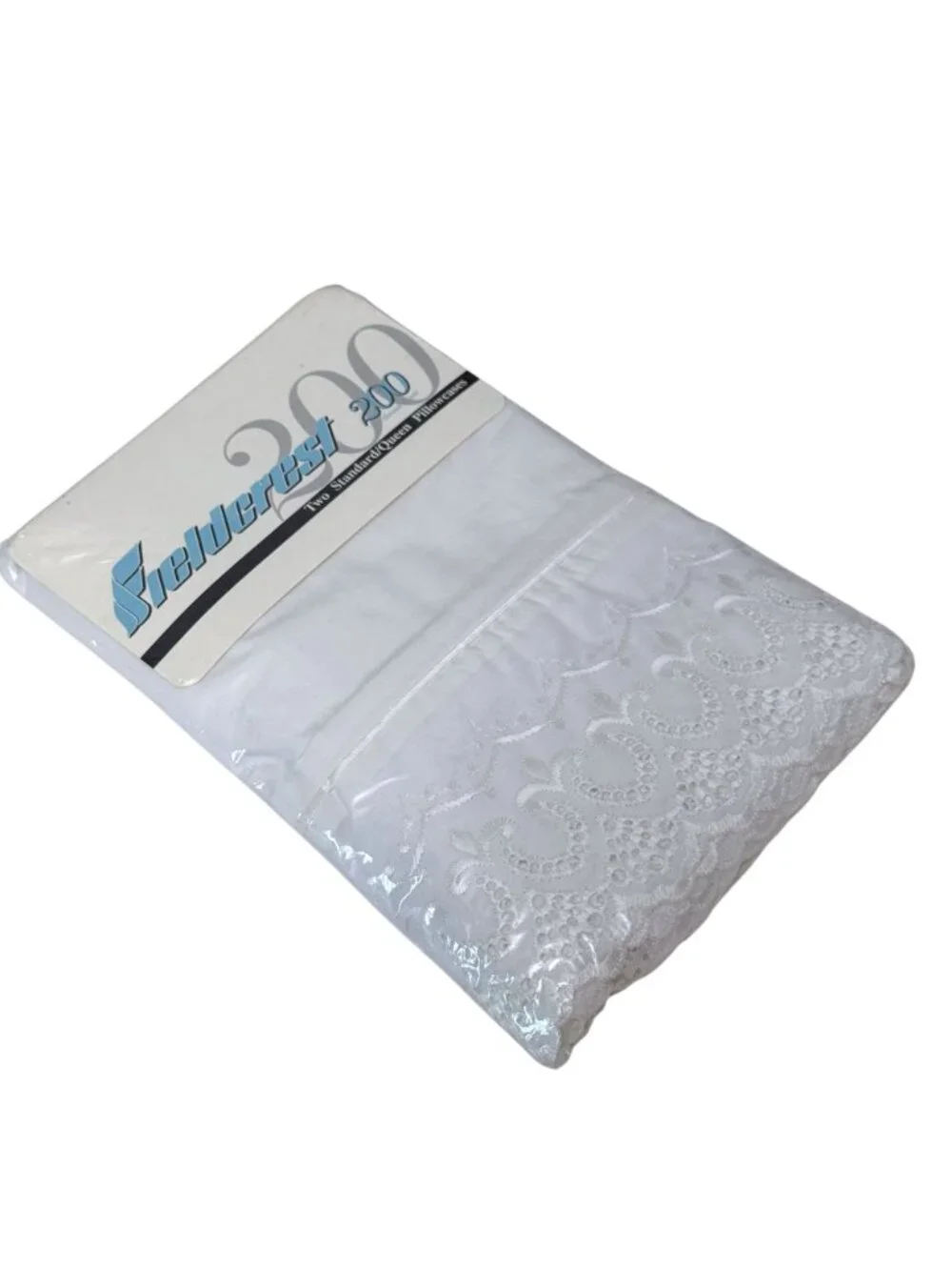 Fieldcrest Princess Lace Pillowcases Pair White Standard Eyelet New Old Stock